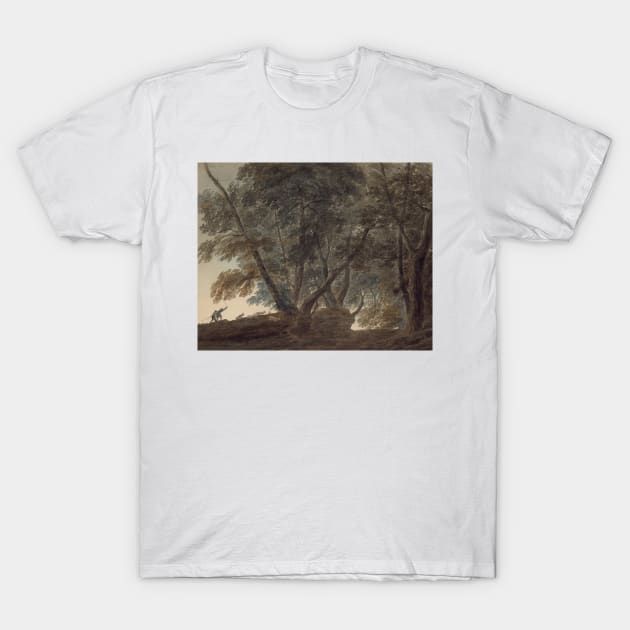 The Goatherd- View on the Galleria di Sopra above the Lake of Albano by John Robert Cozens T-Shirt by Classic Art Stall